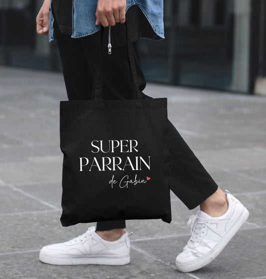 Tote bag Super Parrain, Tote bag personnalisé, Cadeau parrain original,