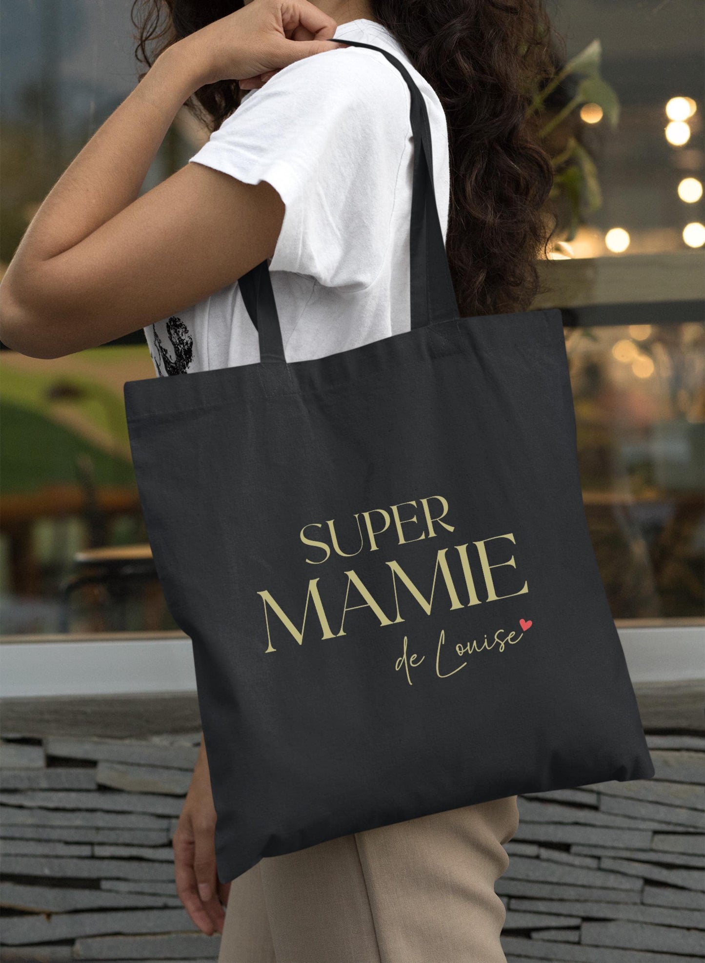 Tote bag personnalisable, Super Mamie avec prénom, Cadeau grand-mère original, Sac fourre-tout personnalisé, Fête des grands-mères
