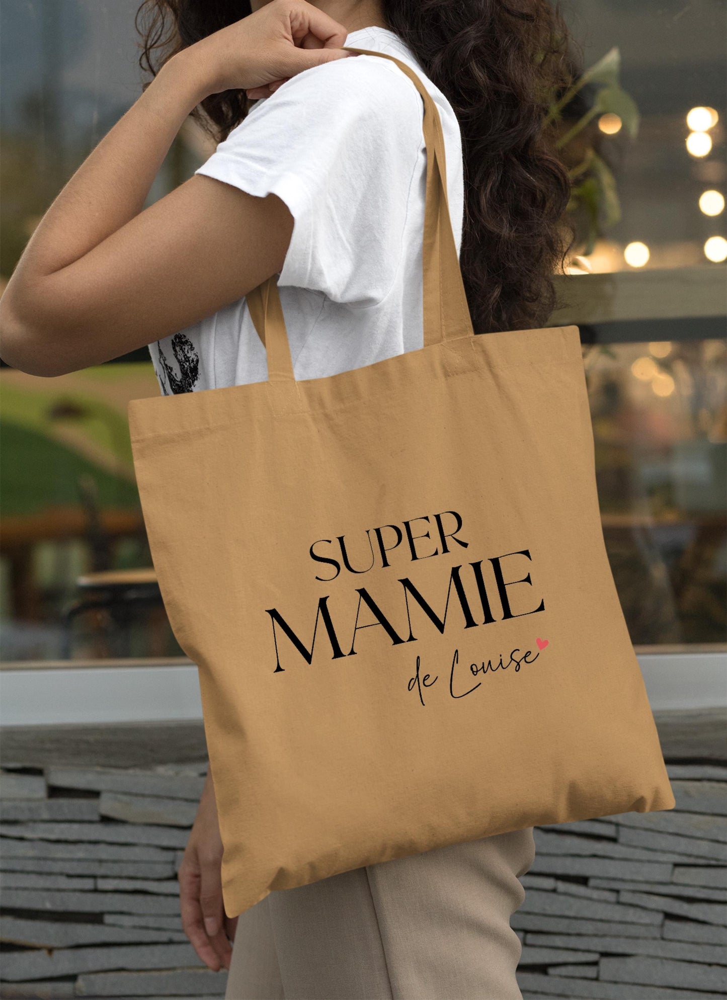 Tote bag personnalisable, Super Mamie avec prénom, Cadeau grand-mère original, Sac fourre-tout personnalisé, Fête des grands-mères