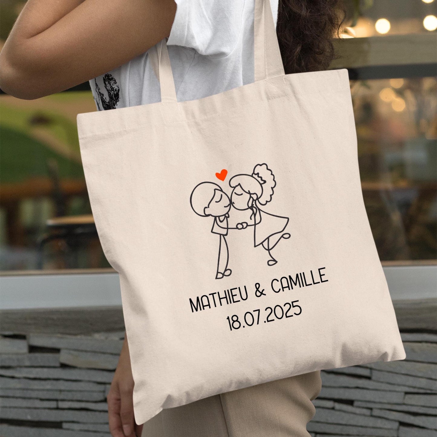 Tote bag Personnalisé en coton, Sac fourre-tout, Tote bag mariage, Tote bag EVJF
