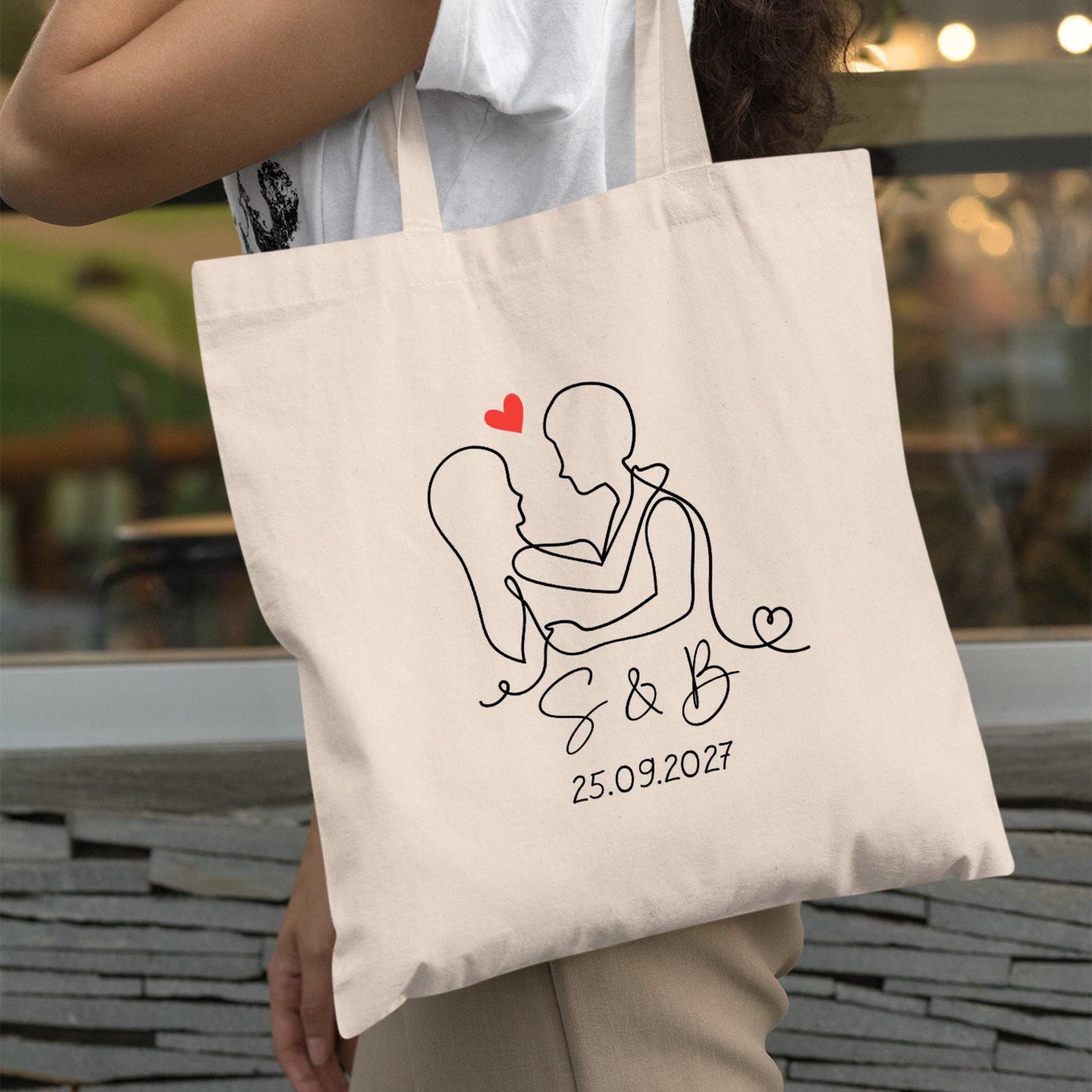 Tote bag Personnalisé en coton, Sac fourre-tout, Tote bag mariage, Tote bag EVJF
