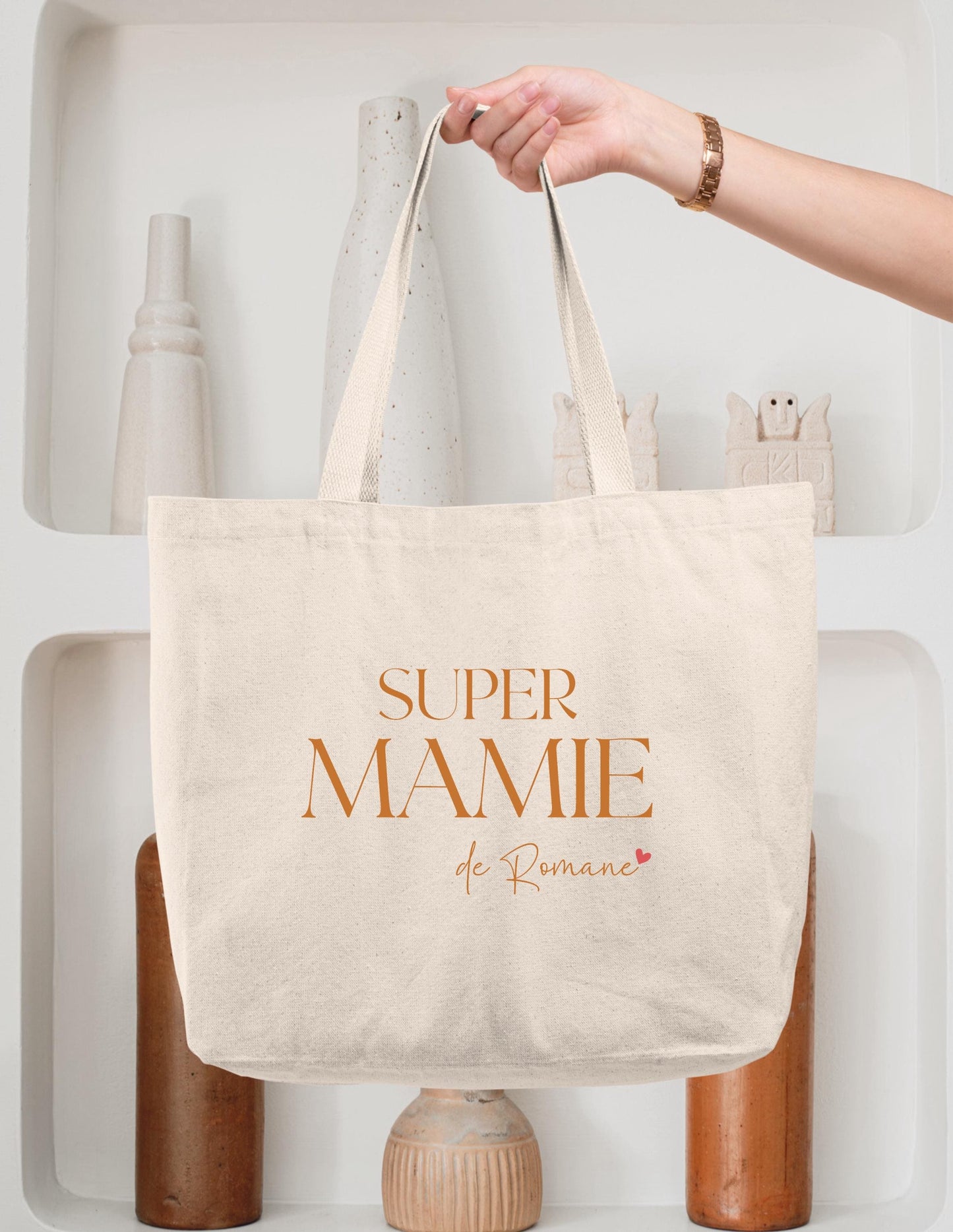 Cabas Personnalisé en coton, Cadeau Mamie, Sac fourre-tout