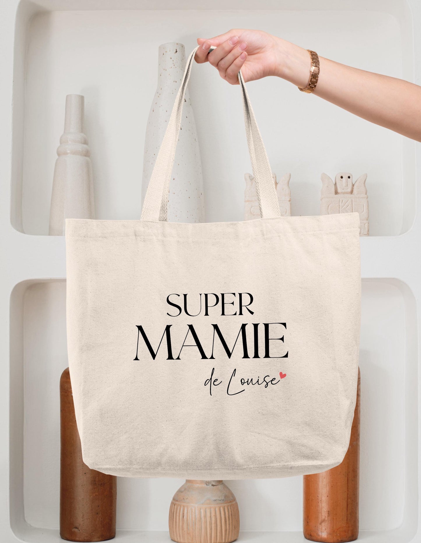 Cabas Personnalisé en coton, Cadeau Mamie, Sac fourre-tout