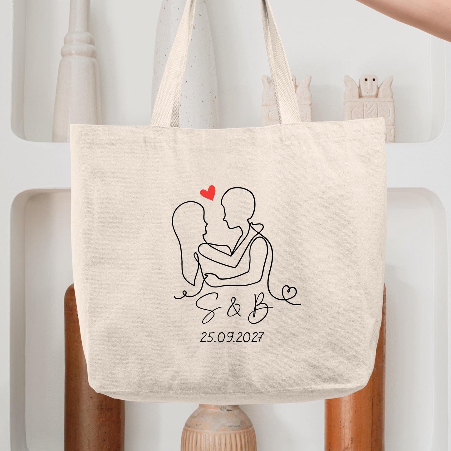 Cabas Personnalisé en coton, Sac fourre-tout, Cabas mariage, Cabas EVJF