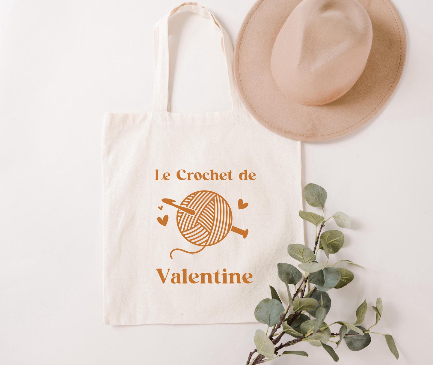 Tote bag personnalisé mamie crochet, sac rangement accessoires tricot, cadeau grand-mère, idée cadeau mamie