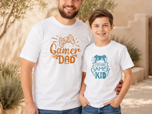 T-shirts assortis Papa Fils Gamer, Gamer Dad Future Gamer Kid, Cadeau Papa Gamer, Duo adulte enfant, Fête des Pères