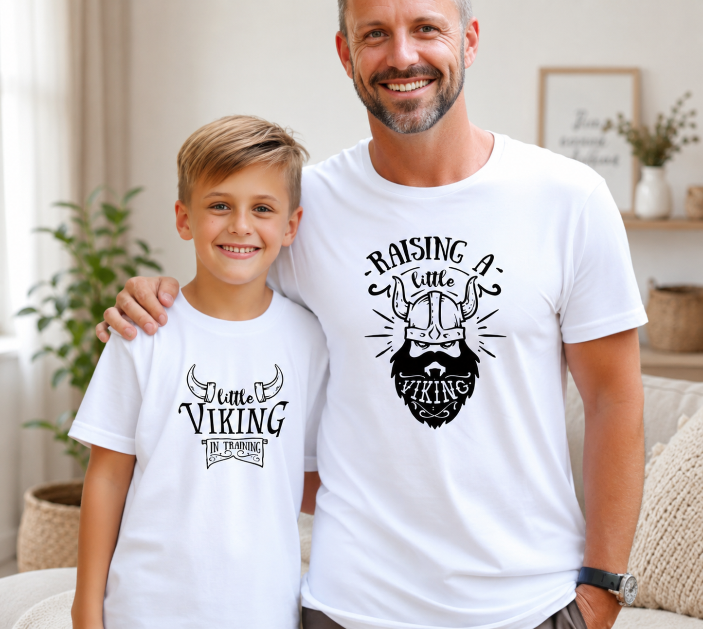 T-Shirts Assortis Papa Fils Viking, Raising A Little Viking, Duo Père Fils, Cadeau Papa, Fête des Pères