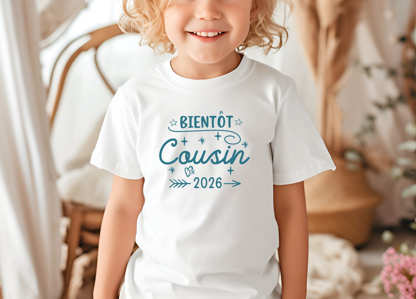 Annonce grossesse garçon – T-shirt futur cousin personnalisé – cadeau original pour naissance