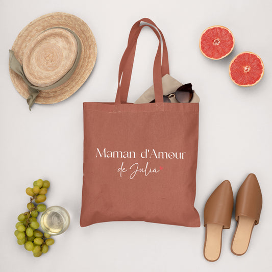 Tote bag personnalisé « Maman d’Amour », Cadeau maman, Fête des Mères, Sac en coton
