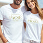 Duo t-shirts couple "Jeune pacsé / Jeune pacsée" avec date – Tenue PACS – Cadeau PACS – Shooting couple