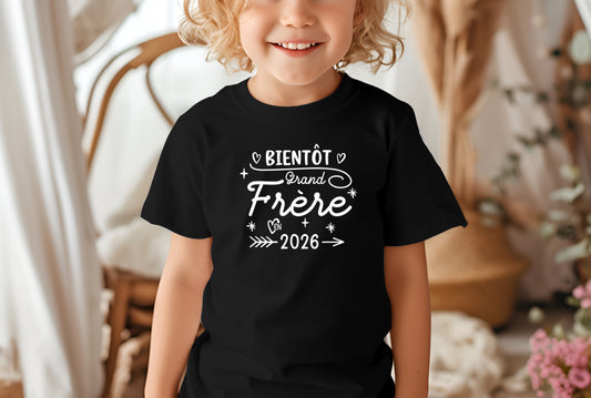 T-shirt futur grand frère personnalisé – idée annonce grossesse garçon – surprise naissance 2025