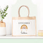 Sac Cabas toile et jute enfant personnalisé, Cadeau enfant prénom, Cadeau anniversaire enfant, Sac arc en ciel