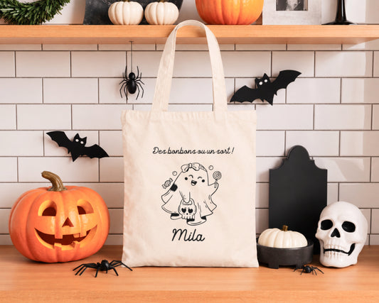 Sac Halloween Personnalisé Prénom, Sac à Bonbons Enfant, Des Bonbons ou un Sort