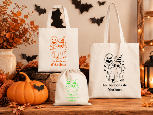Sac à bonbons Halloween personnalisé avec prénom