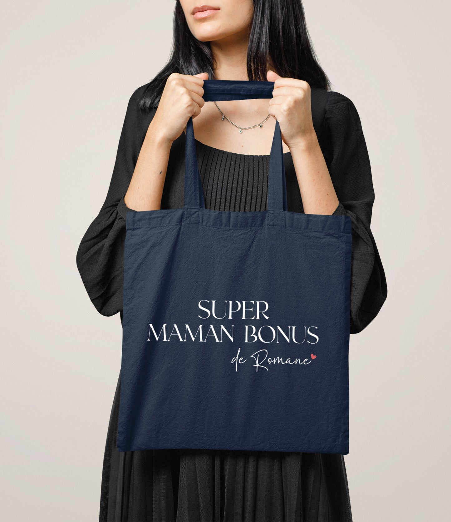 Tote bag "Super maman bonus" personnalisé – Prénom(s) – Cadeau belle-maman – Famille recomposée – Fête des mères
