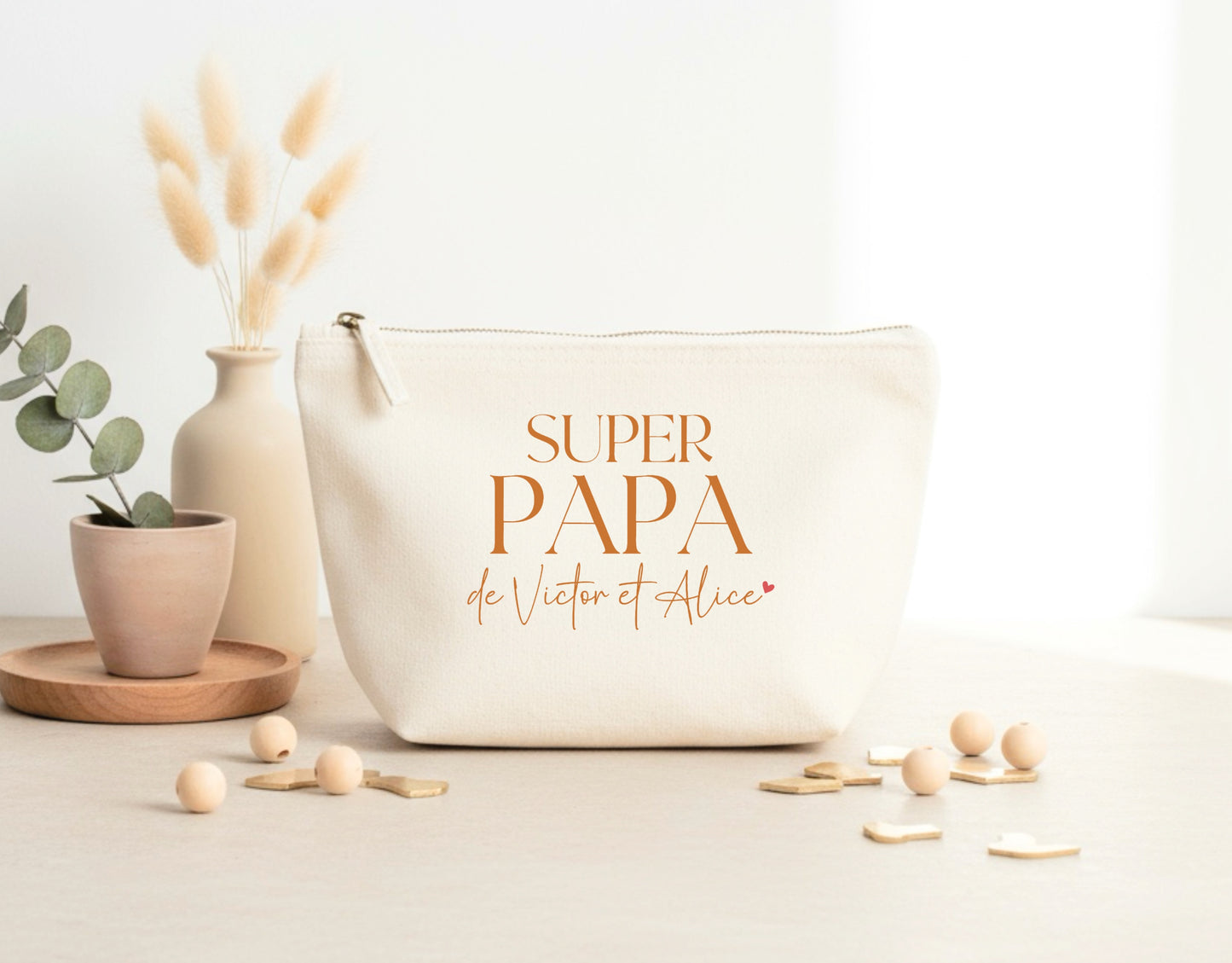 Trousse "Super papa" personnalisée – Prénom(s) – Cadeau papa – Fête des Pères – Pochette – Anniversaire