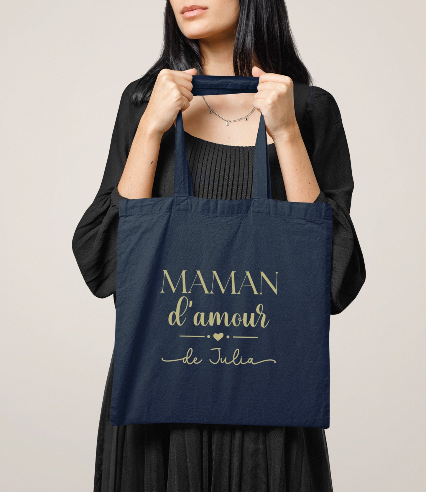 Tote bag Maman d’amour personnalisé – Prénom(s) – Cadeau maman – Fête des mères – Sac en coton – Anniversaire