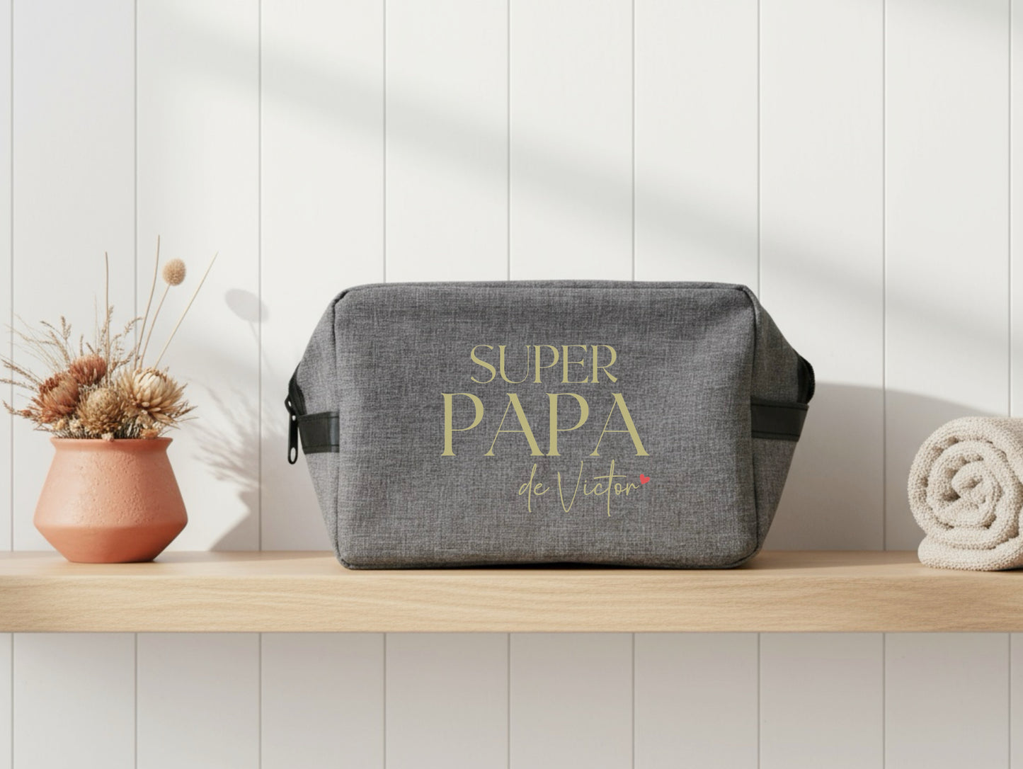 Trousse de toilette Super papa personnalisée – Prénom(s) – Cadeau papa – Fête des Pères – Vanity homme – Voyage