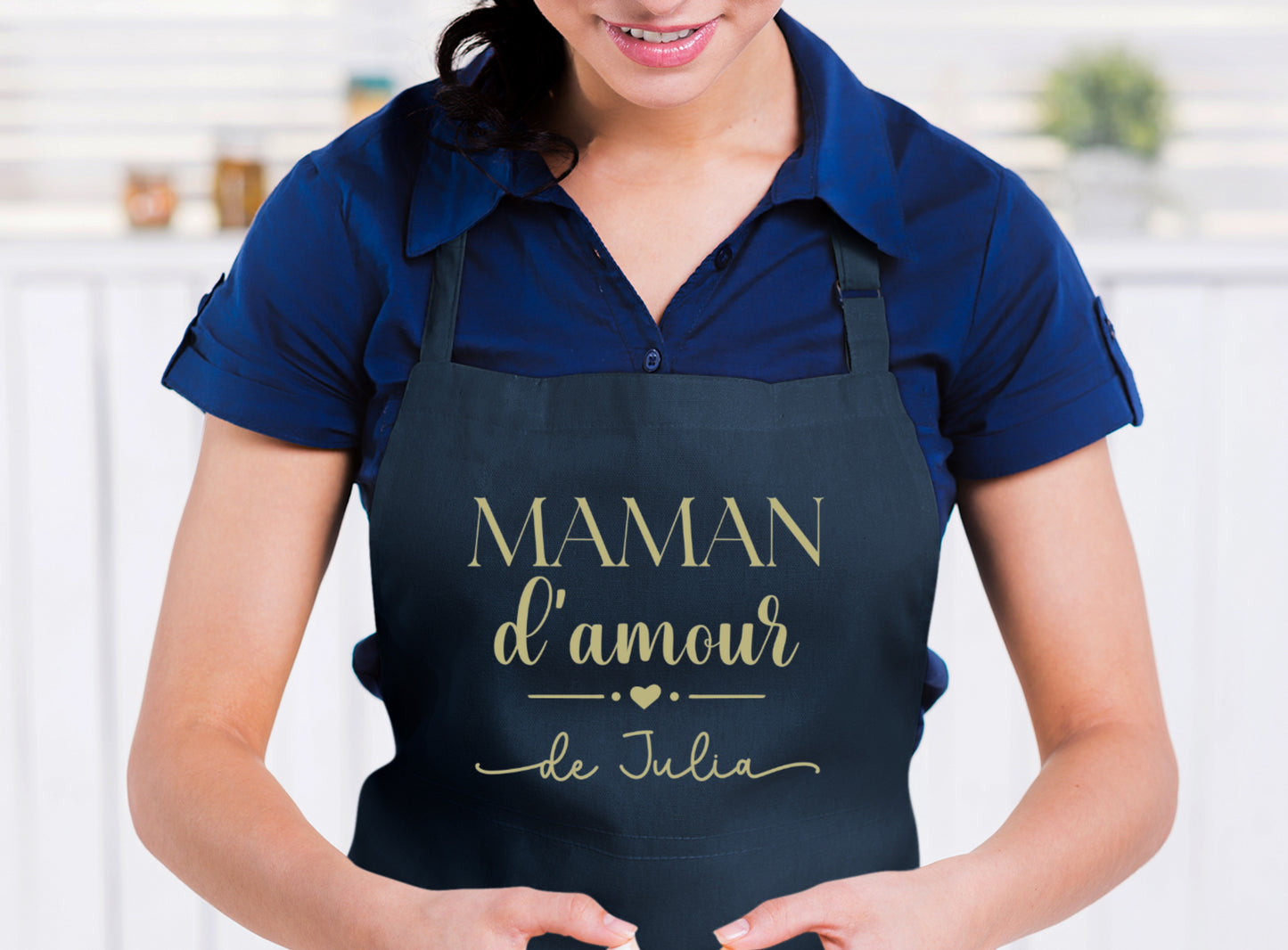 Tablier Maman d’amour personnalisé – Prénom(s) – Cadeau maman – Fête des mères – Tablier cuisine – Anniversaire