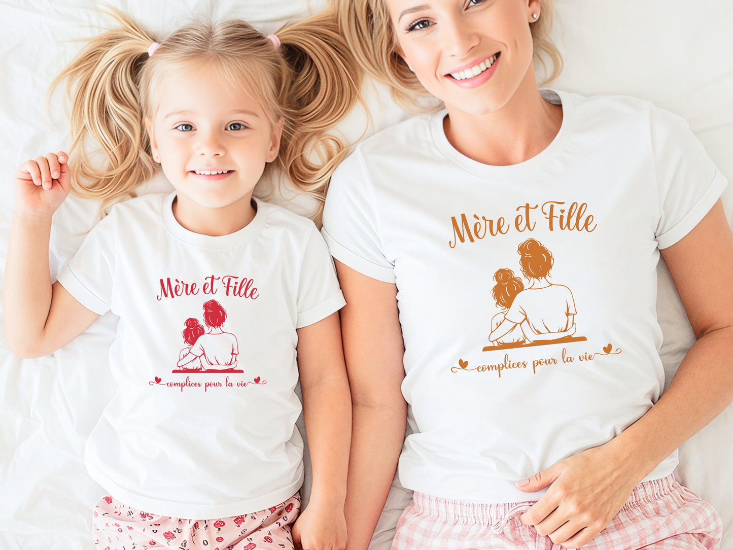 Duo t-shirts mère et fille Complices pour la vie – T-shirts assortis maman fille – Cadeau fête des mères – Look matchy