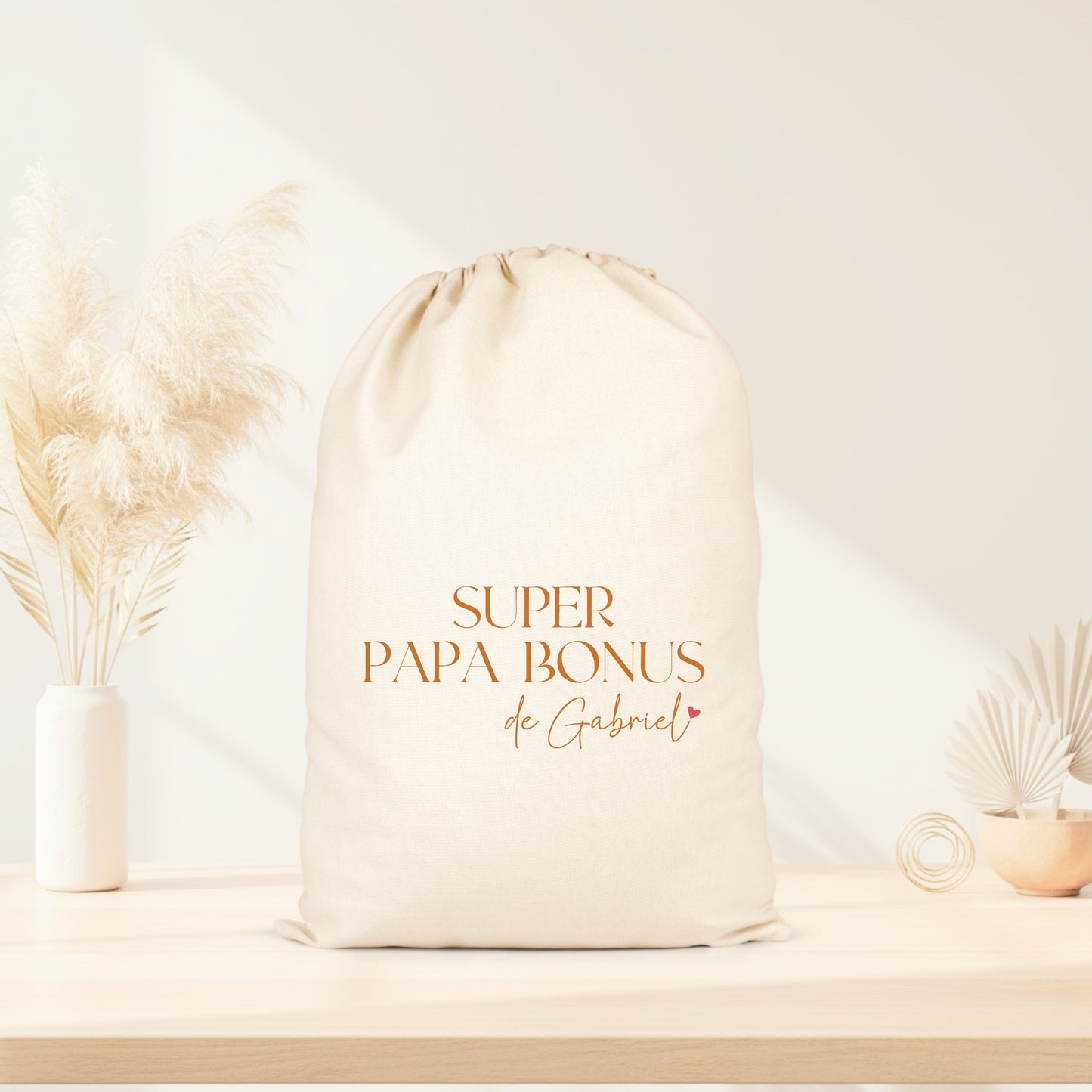 Pochon Super papa bonus personnalisé – Prénom(s) – Cadeau beau-papa – Famille recomposée – Fête des Pères