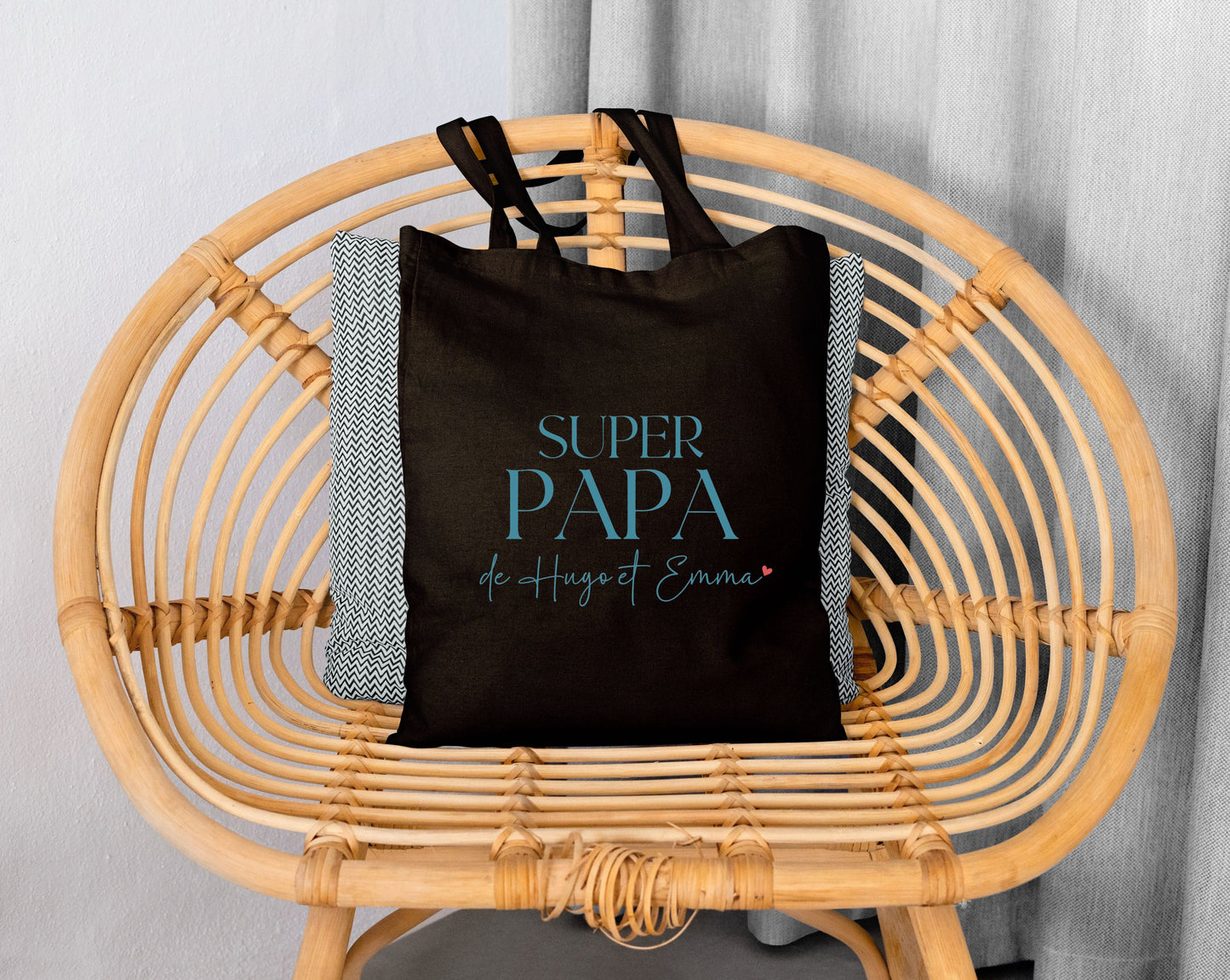 Tote bag Super papa personnalisé – Prénom(s) – Cadeau papa – Fête des Pères – Sac en coton – Anniversaire