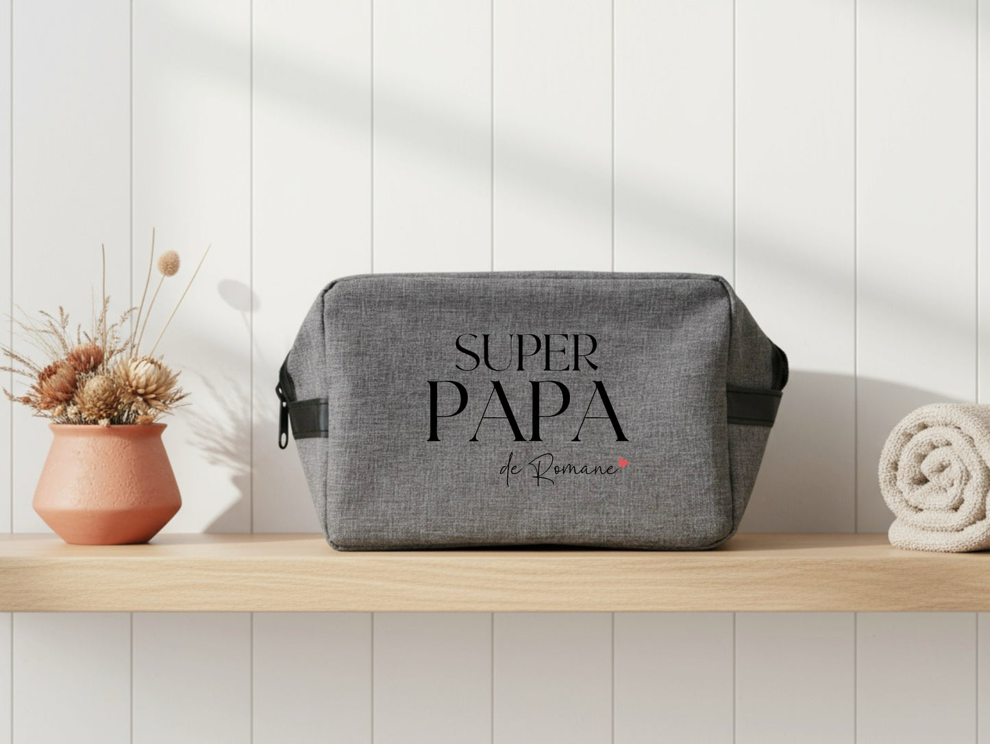 Trousse de toilette Super papa personnalisée – Prénom(s) – Cadeau papa – Fête des Pères – Vanity homme – Voyage