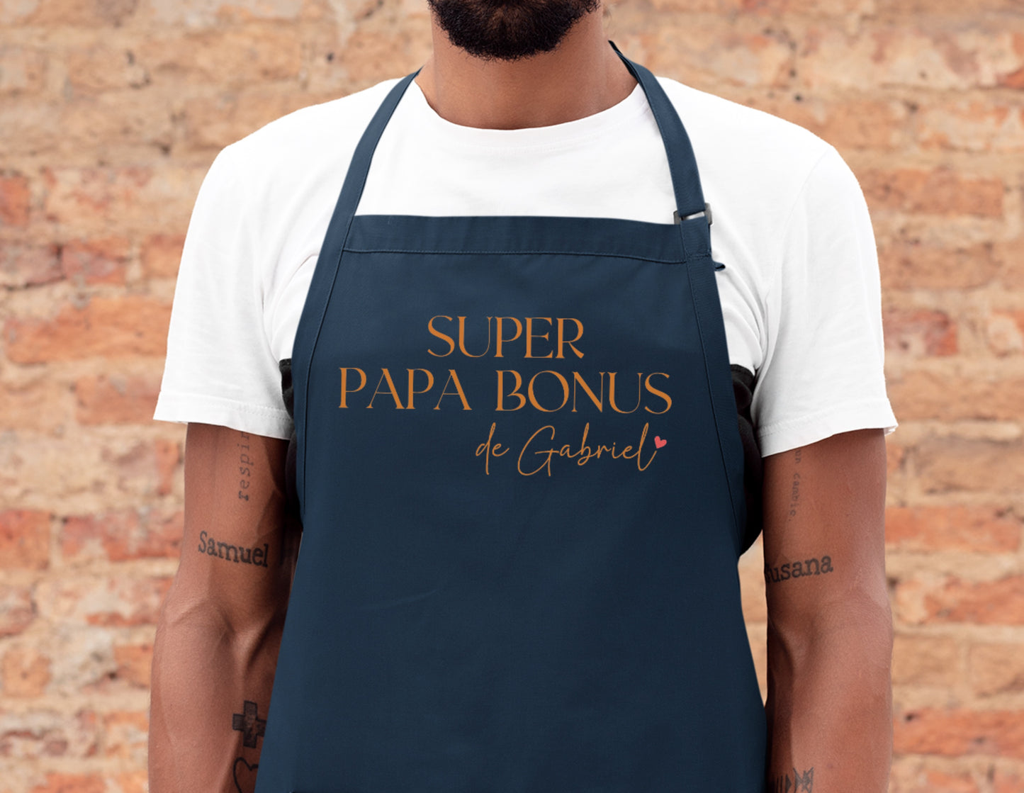 Tablier Super papa bonus personnalisé – Prénom(s) – Cadeau beau-papa – Famille recomposée – Fête des Pères