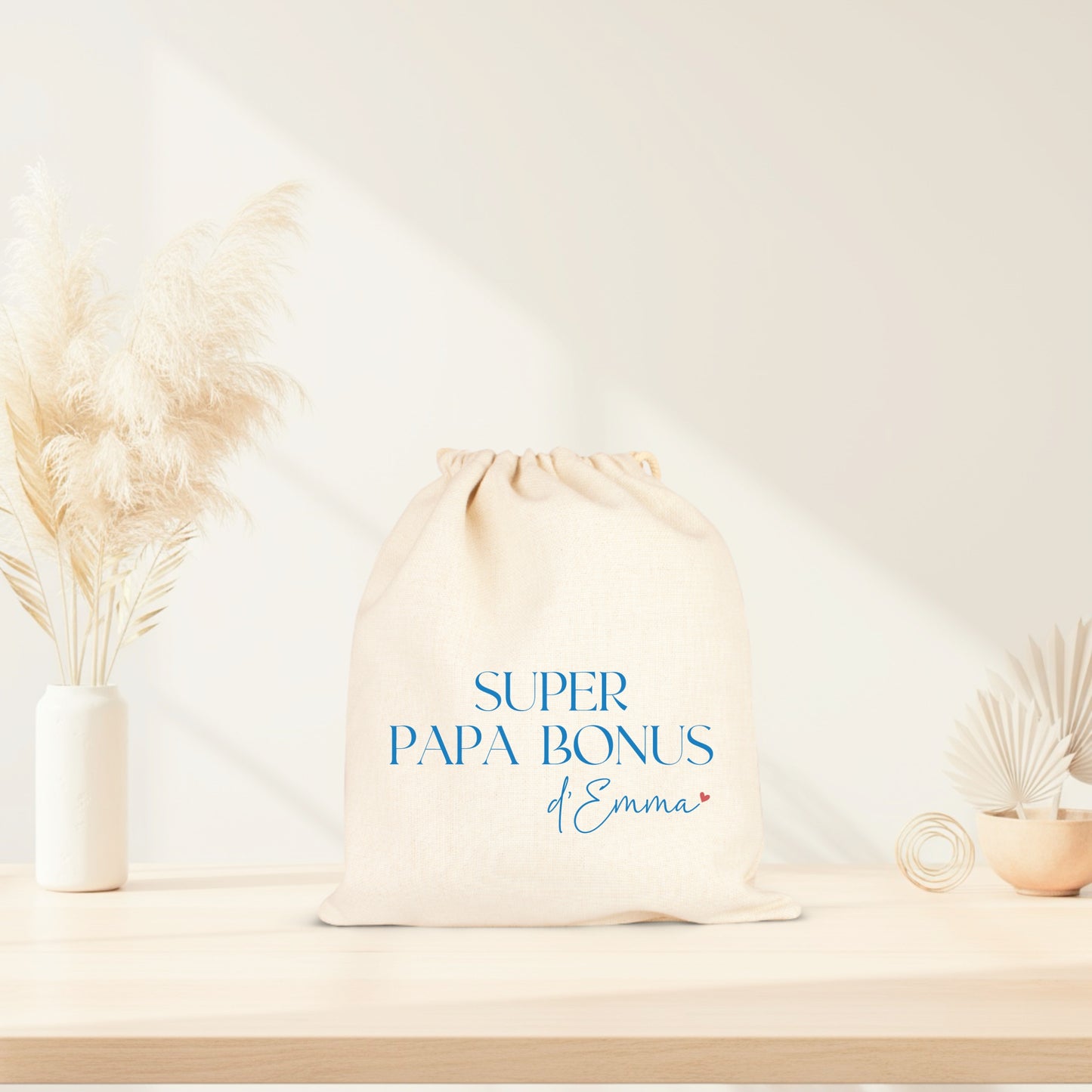 Pochon Super papa bonus personnalisé – Prénom(s) – Cadeau beau-papa – Famille recomposée – Fête des Pères