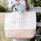 Grand sac shopping XL Super maman personnalisé – Prénom(s) – Cadeau maman – Fête des mères – Sac coton & jute