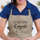 Tablier Marraine d’amour personnalisé – Prénom filleul(e) – Cadeau marraine – Baptême – Tablier cuisine – Anniversaire