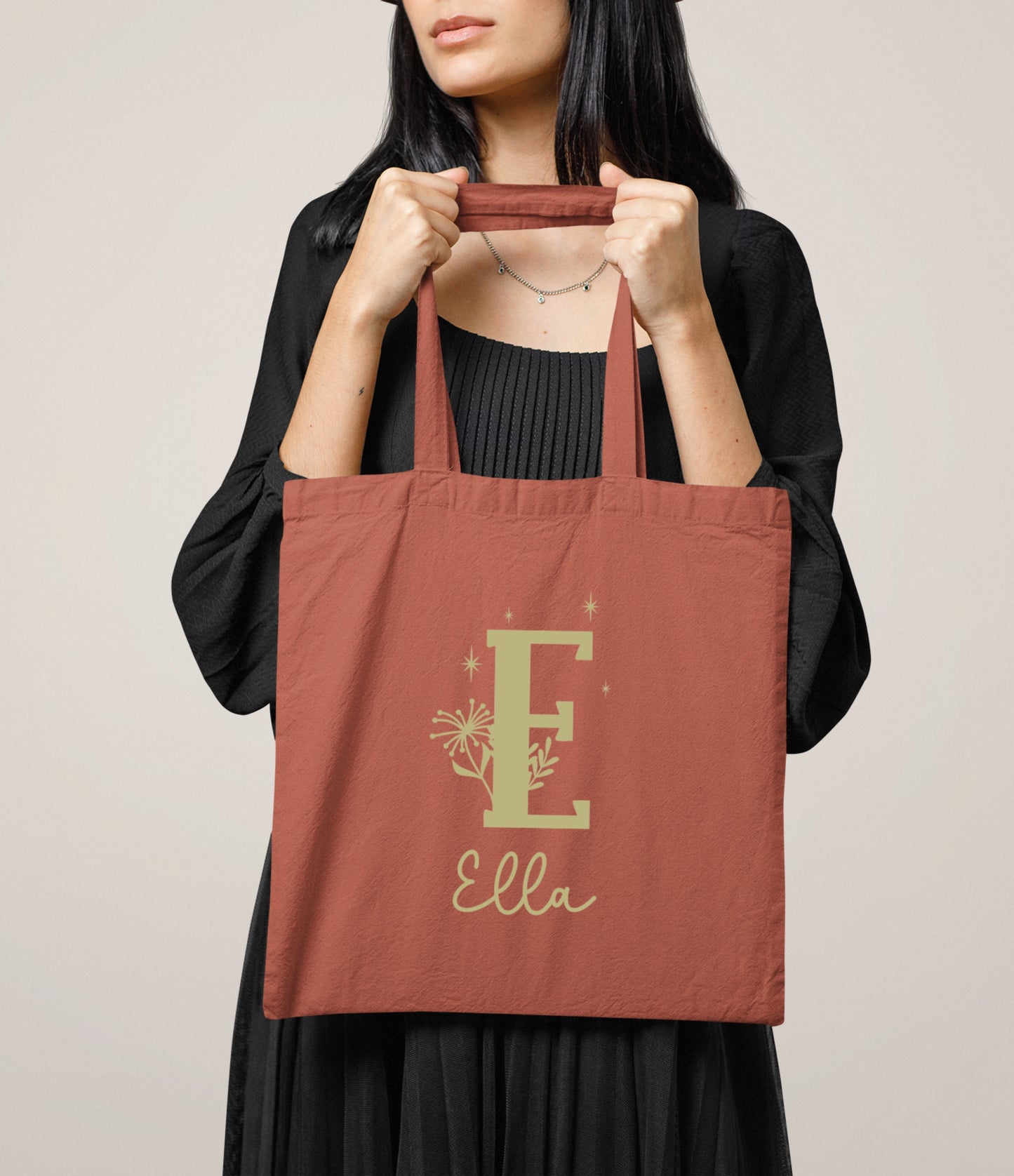 Tote bag coton personnalisé initiale + prénom – Sac en coton – Cadeau personnalisé femme enfant – Anniversaire