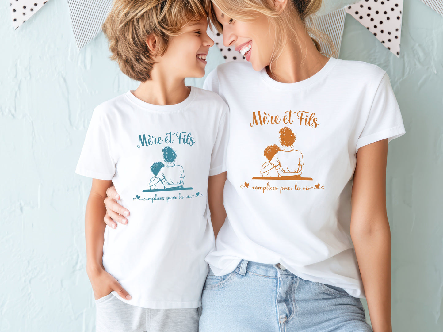 Duo t-shirts mère et fils Complices pour la vie – T-shirts assortis maman garçon – Cadeau fête des mères – Look matchy