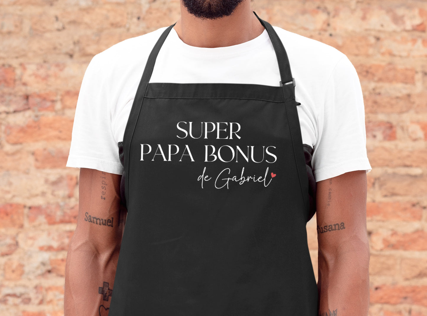 Tablier Super papa bonus personnalisé – Prénom(s) – Cadeau beau-papa – Famille recomposée – Fête des Pères