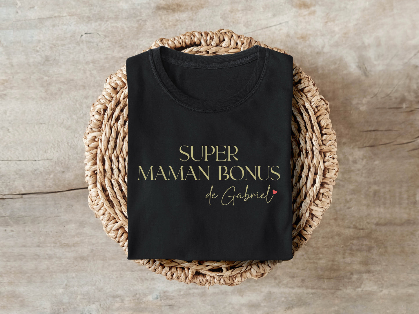 T-shirt "Super maman bonus" personnalisé – Prénom(s) – Cadeau belle-maman – Famille recomposée – Fête des mères