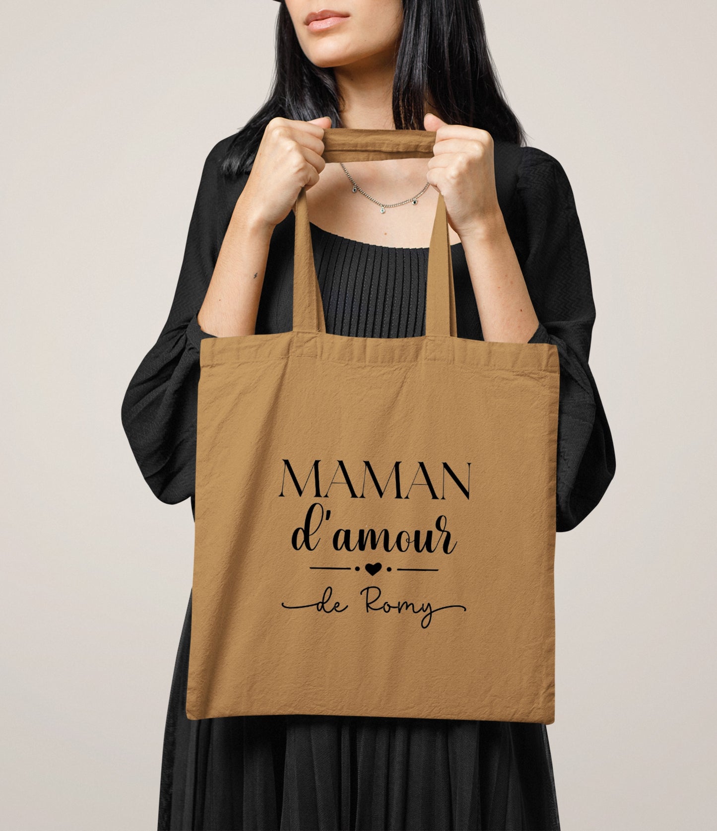 Tote bag Maman d’amour personnalisé – Prénom(s) – Cadeau maman – Fête des mères – Sac en coton – Anniversaire