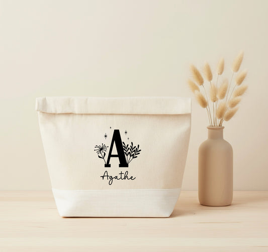 Sac repas isotherme personnalisé initiale + prénom – Lunch bag – Cadeau personnalisé – École travail pique-nique