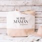 Grand sac shopping XL Super maman personnalisé – Prénom(s) – Cadeau maman – Fête des mères – Sac coton & jute