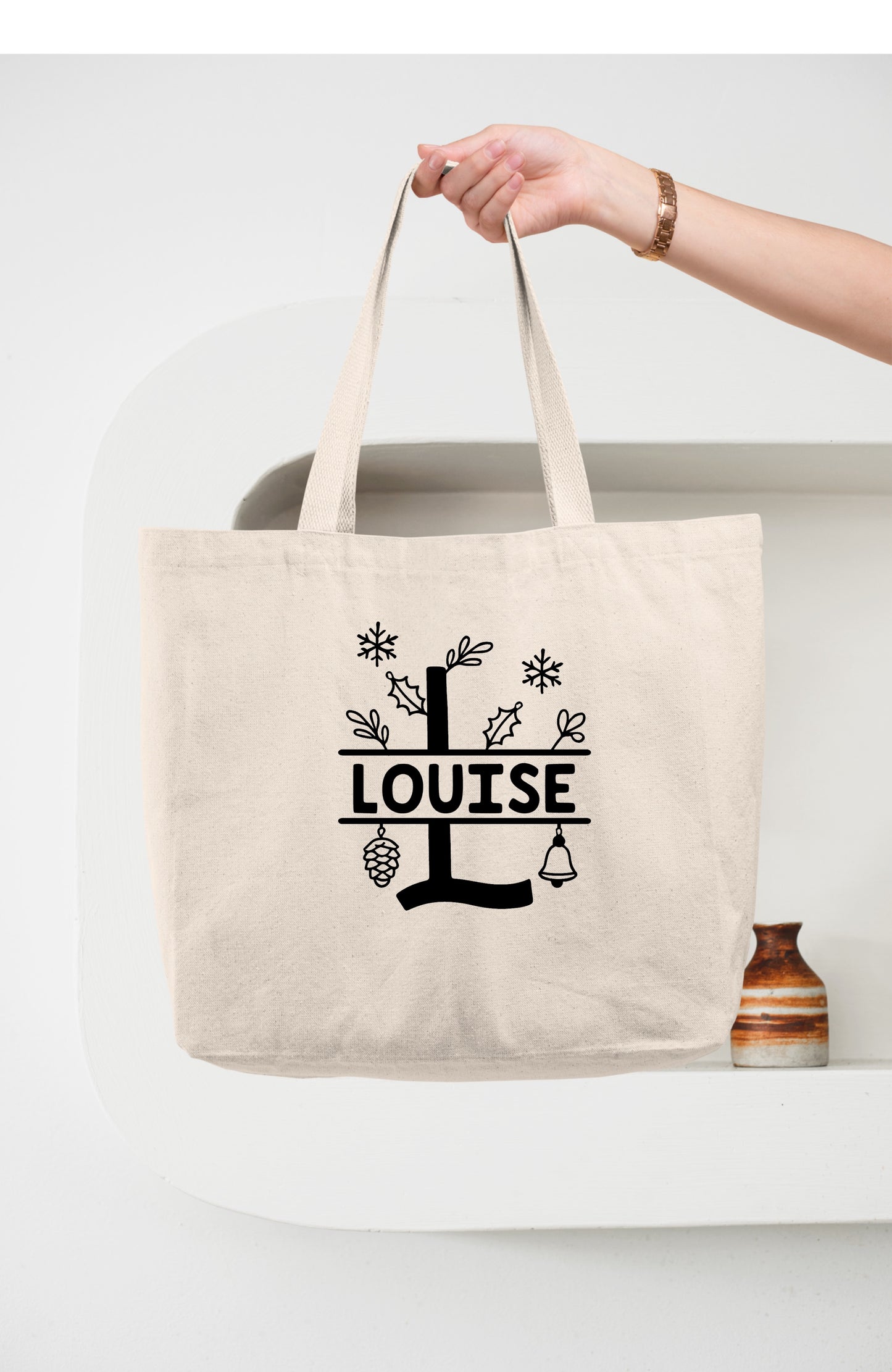 Sac Noël personnalisé, Cabas Personnalisé en coton, Sac cadeau , Sac fourre-tout, Sac prénom