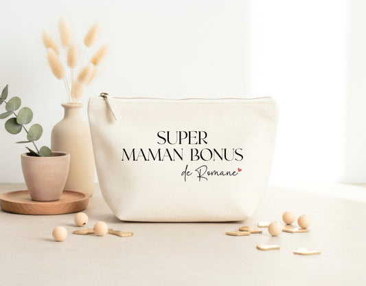 Trousse "Super maman bonus" personnalisée – Prénom(s) – Cadeau belle-maman – Famille recomposée – Fête des mères