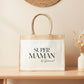 Cabas jute Super maman personnalisé – Prénom(s) – Cadeau maman – Fête des mères – Sac jute shopping – Anniversaire