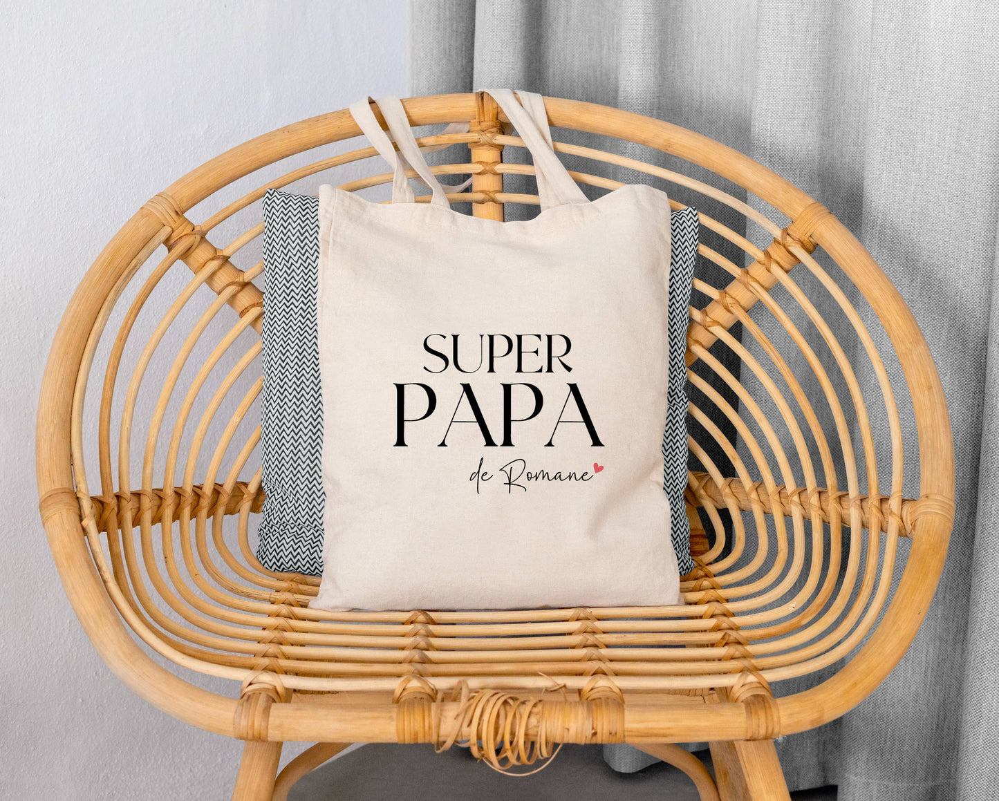 Tote bag Super papa personnalisé – Prénom(s) – Cadeau papa – Fête des Pères – Sac en coton – Anniversaire