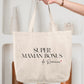 Sac cabas coton "Super maman bonus" personnalisé – Prénom(s) – Cadeau belle-maman – Famille recomposée – Fête des mères
