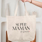 Sac cabas coton Super maman personnalisé – Prénom(s) – Cadeau maman – Fête des mères – Sac shopping – Anniversaire