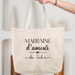 Sac cabas coton Marraine d’amour personnalisé – Prénom filleul(e) – Cadeau marraine – Baptême – Anniversaire