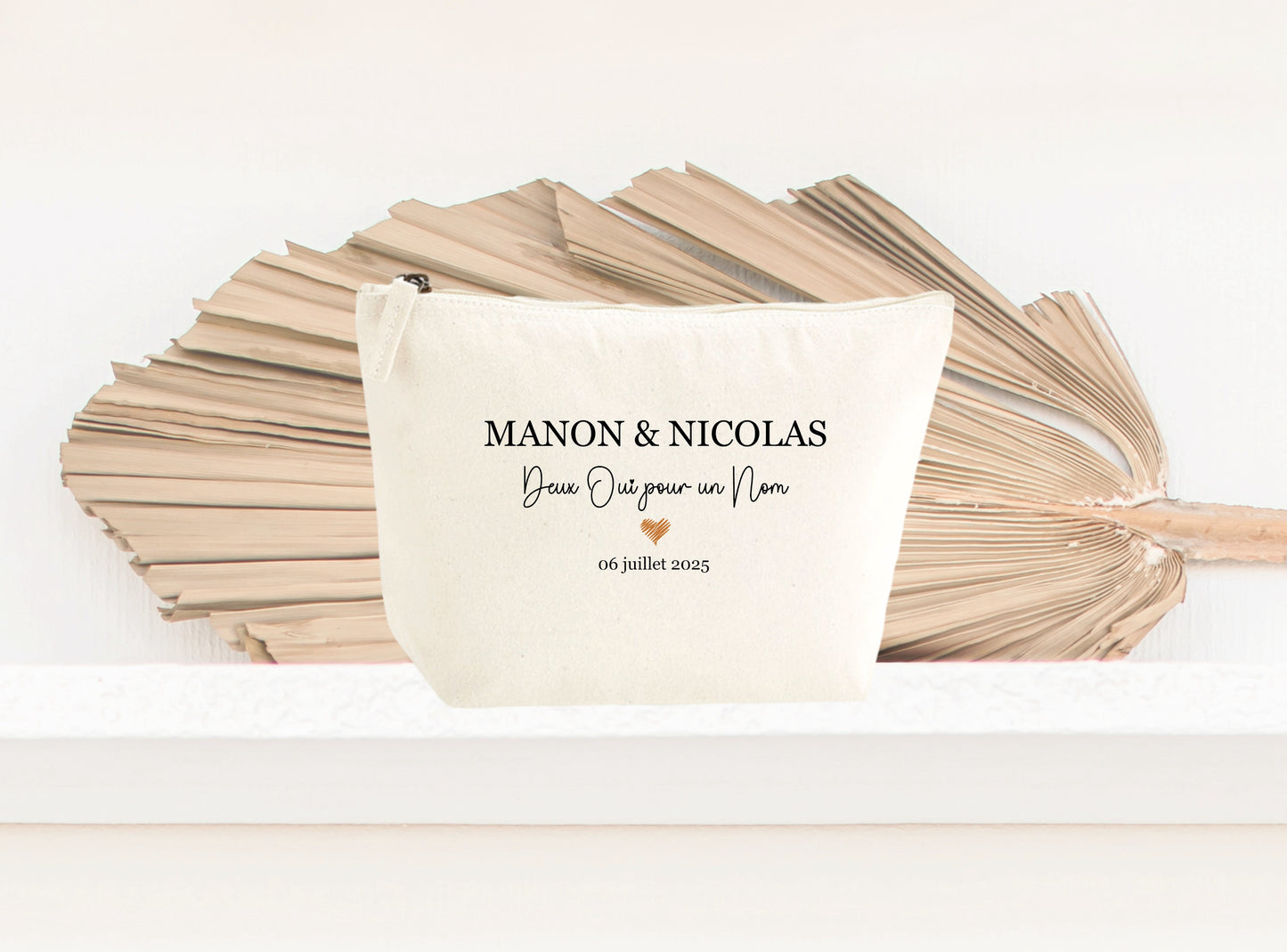 Trousse mariage personnalisée prénoms & date – "Deux oui pour un nom" – Cadeau mariage – Couple