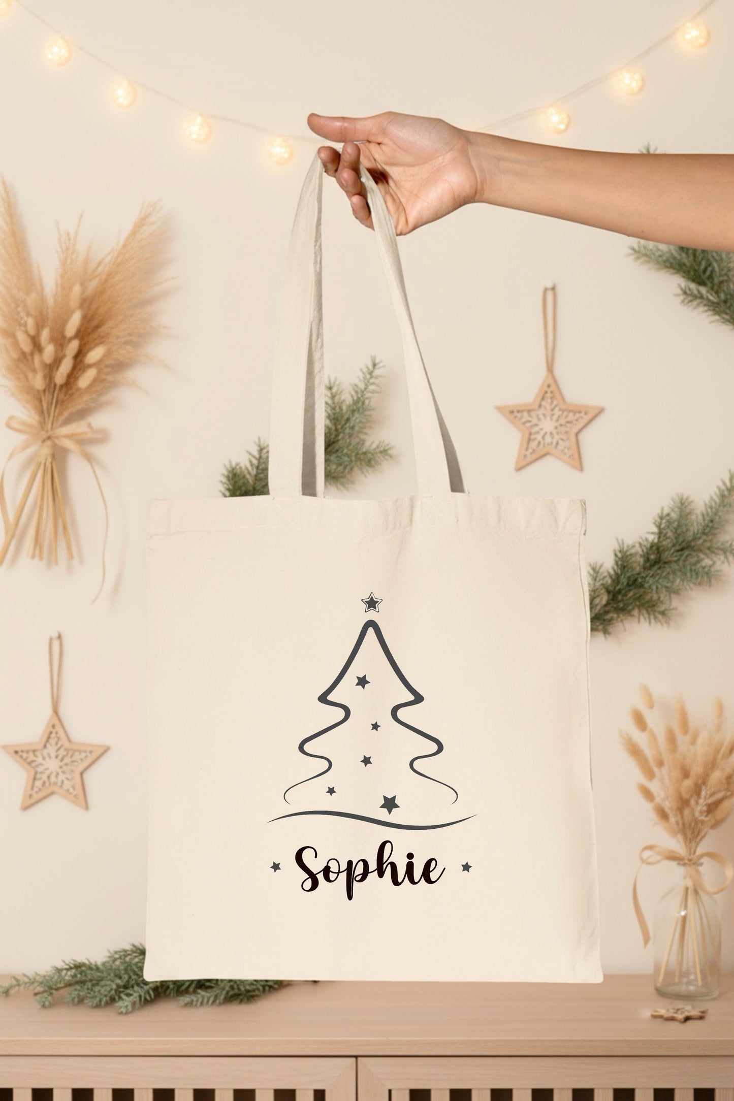 Tote Bag Noël personnalisé, Tote bag prénom, Cadeau noël
