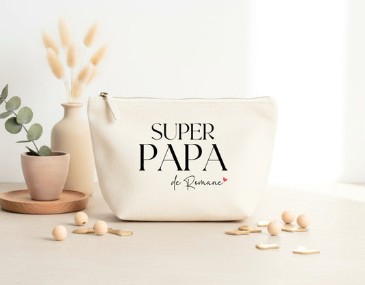 Trousse "Super papa" personnalisée – Prénom(s) – Cadeau papa – Fête des Pères – Pochette – Anniversaire