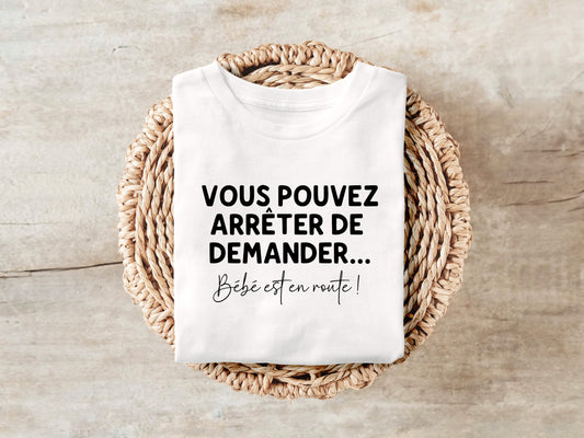 T-shirt grossesse humoristique, Bébé est en route, Annonce grossesse originale, Future maman, Futur papa, Révélation grossesse