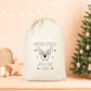Pochon Noël Personnalisé Prénom | Hotte Père Noël Livraison Spéciale Renne | Sac Cadeau Enfant Coton | Joyeux Noël | 5 Tailles